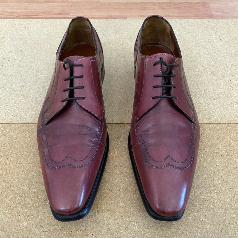 A. Testoni Men's Brown Leather Dress Shoes Lace Up Size 7 - Picture 7 of 8